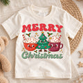 Christmas Kids Shirt, Merry Christmas Cocoa Cup Tee, Cute Christmas Tree Holiday Outfit, Hot Cocoa Lover Shirt for Boys Girls, Winter Tee — product view 1