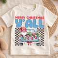 Christmas Kids Shirt, Merry Christmas Y'all Tee, Cute Santa Gnome Holiday Truck Shirt, Southern Christmas Outfit for Boys Girls, Winter Tee — product view 1