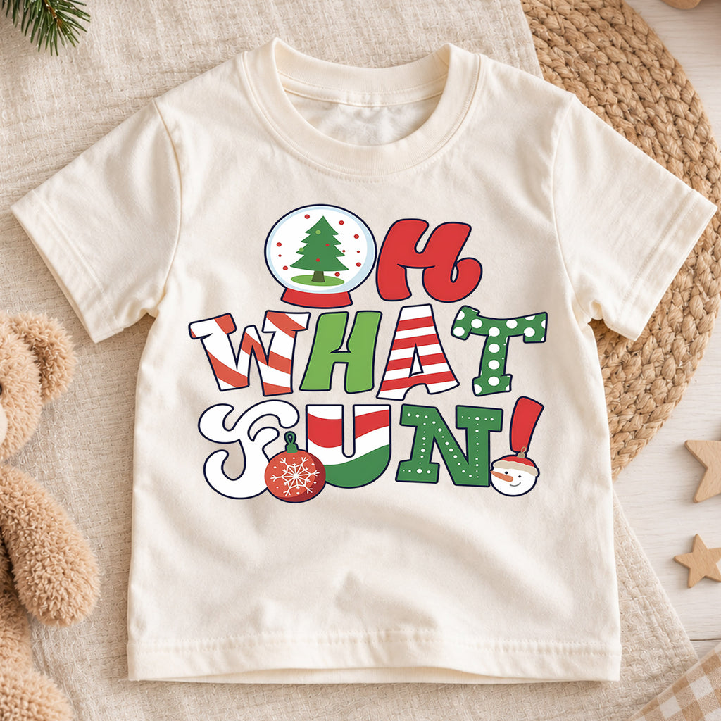 Oh What Fun Christmas Shirt, Toddler Snow Globe Tee, Retro Holiday Fun Outfit, Cute Xmas Kids Shirt, Winter Holiday Gift, Youth Top — product view 1