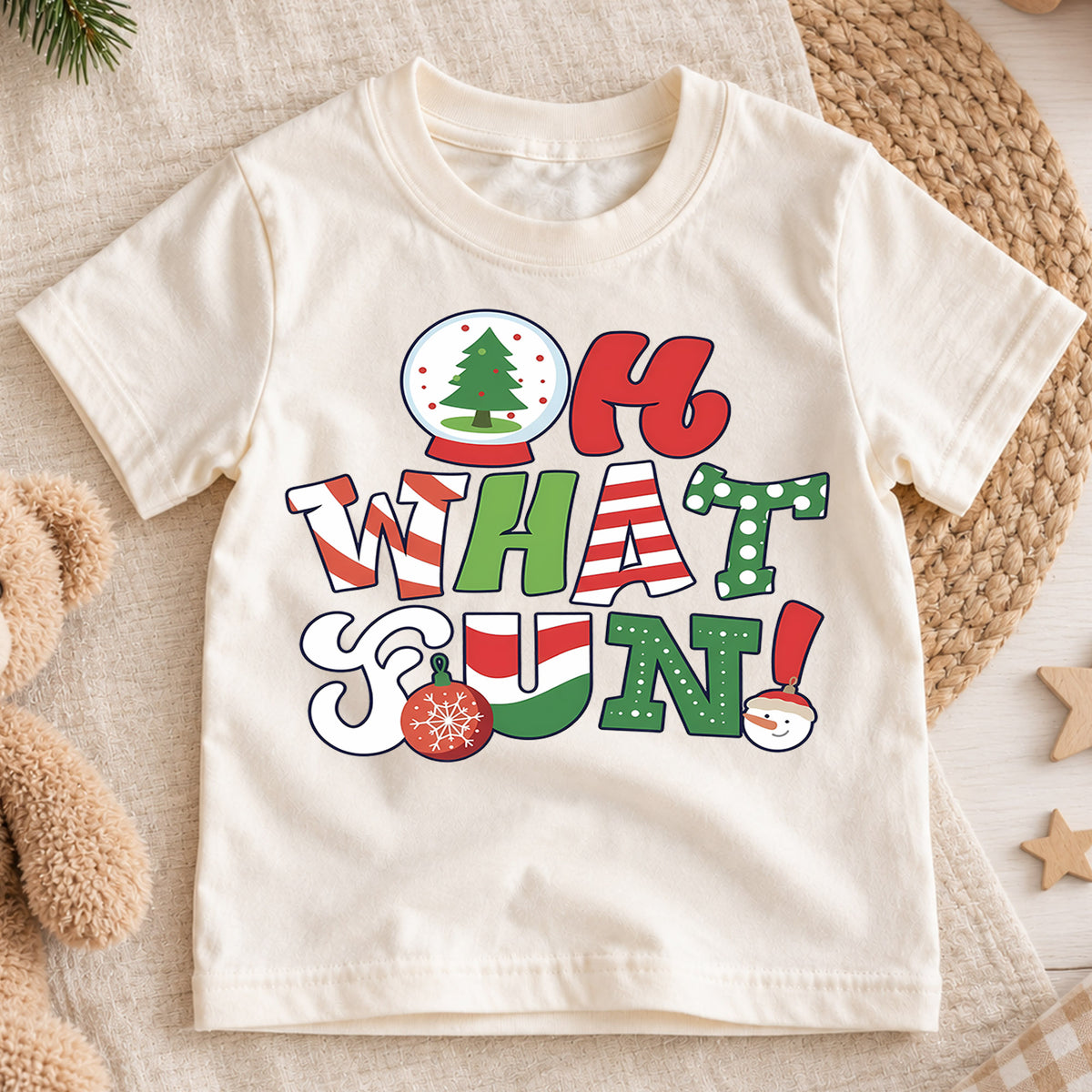 Oh What Fun Christmas Shirt, Toddler Snow Globe Tee, Retro Holiday Fun Outfit, Cute Xmas Kids Shirt, Winter Holiday Gift, Youth Top — product view 1