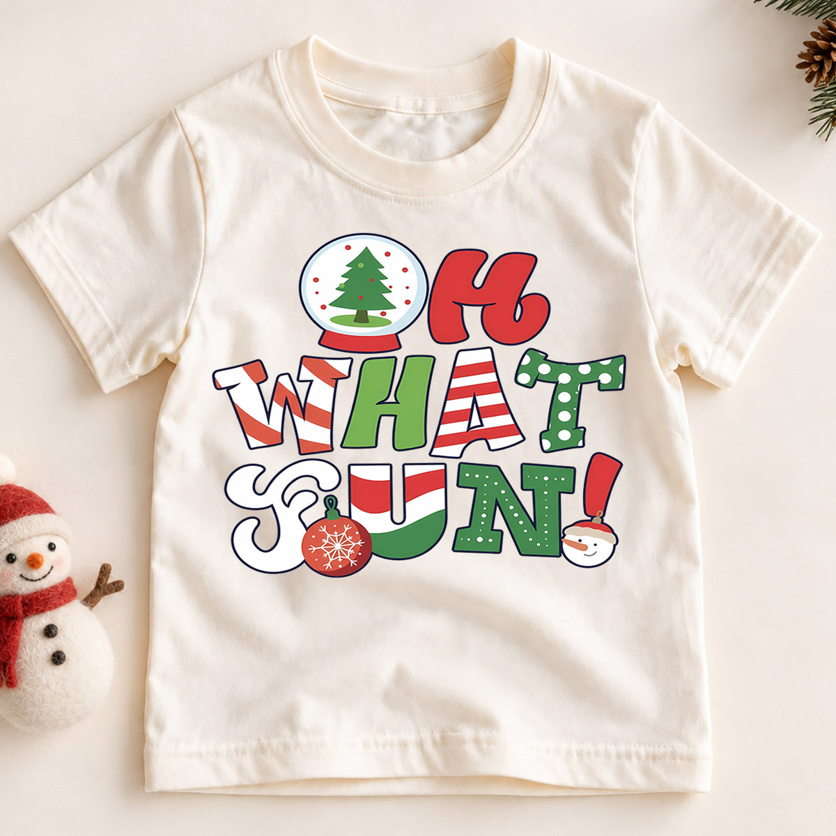 Oh What Fun Christmas Shirt, Toddler Snow Globe Tee, Retro Holiday Fun Outfit, Cute Xmas Kids Shirt, Winter Holiday Gift, Youth Top — product view 2