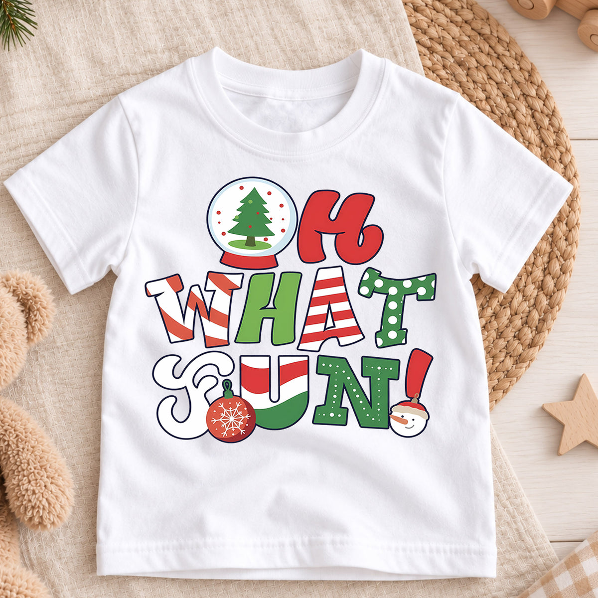 Oh What Fun Christmas Shirt, Toddler Snow Globe Tee, Retro Holiday Fun Outfit, Cute Xmas Kids Shirt, Winter Holiday Gift, Youth Top — product view 3