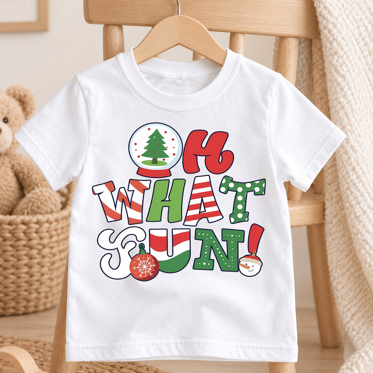 Oh What Fun Christmas Shirt, Toddler Snow Globe Tee, Retro Holiday Fun Outfit, Cute Xmas Kids Shirt, Winter Holiday Gift, Youth Top — product view 4