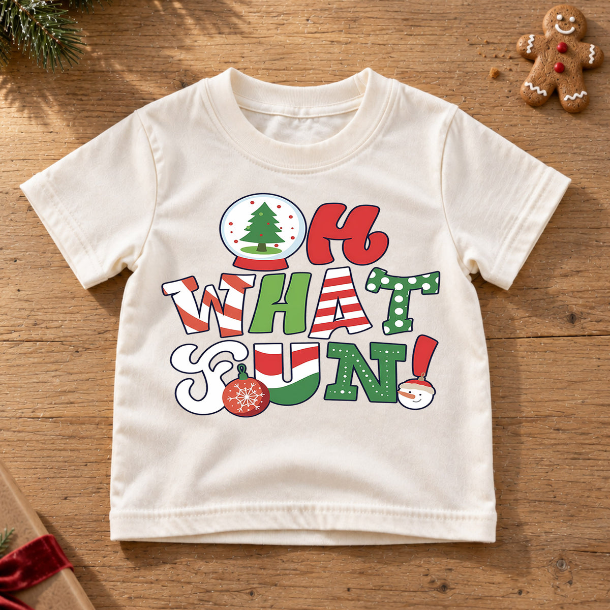 Oh What Fun Christmas Shirt, Toddler Snow Globe Tee, Retro Holiday Fun Outfit, Cute Xmas Kids Shirt, Winter Holiday Gift, Youth Top — product view 6