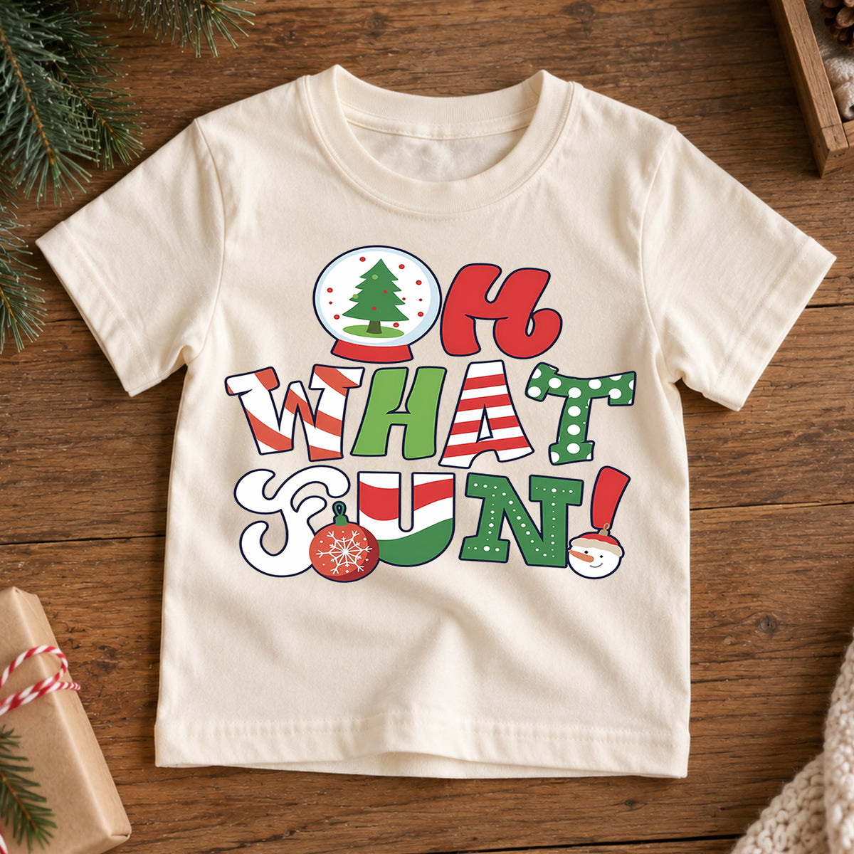 Oh What Fun Christmas Shirt, Toddler Snow Globe Tee, Retro Holiday Fun Outfit, Cute Xmas Kids Shirt, Winter Holiday Gift, Youth Top — product view 7
