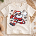 Cool Baseball Santa Claus Shirt, Sports Christmas Tee, Holiday Athletic Kids Top, Xmas Winter Sports Outfit, Gift For Sports Boy Kids Tee — product view 1