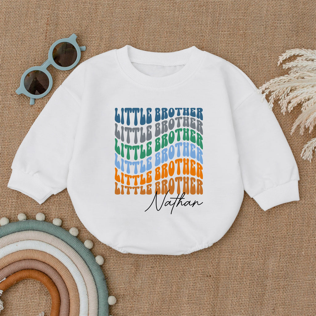 Personalized Lil Bro Newborn Romper, Little Brother Outfit — product view 1