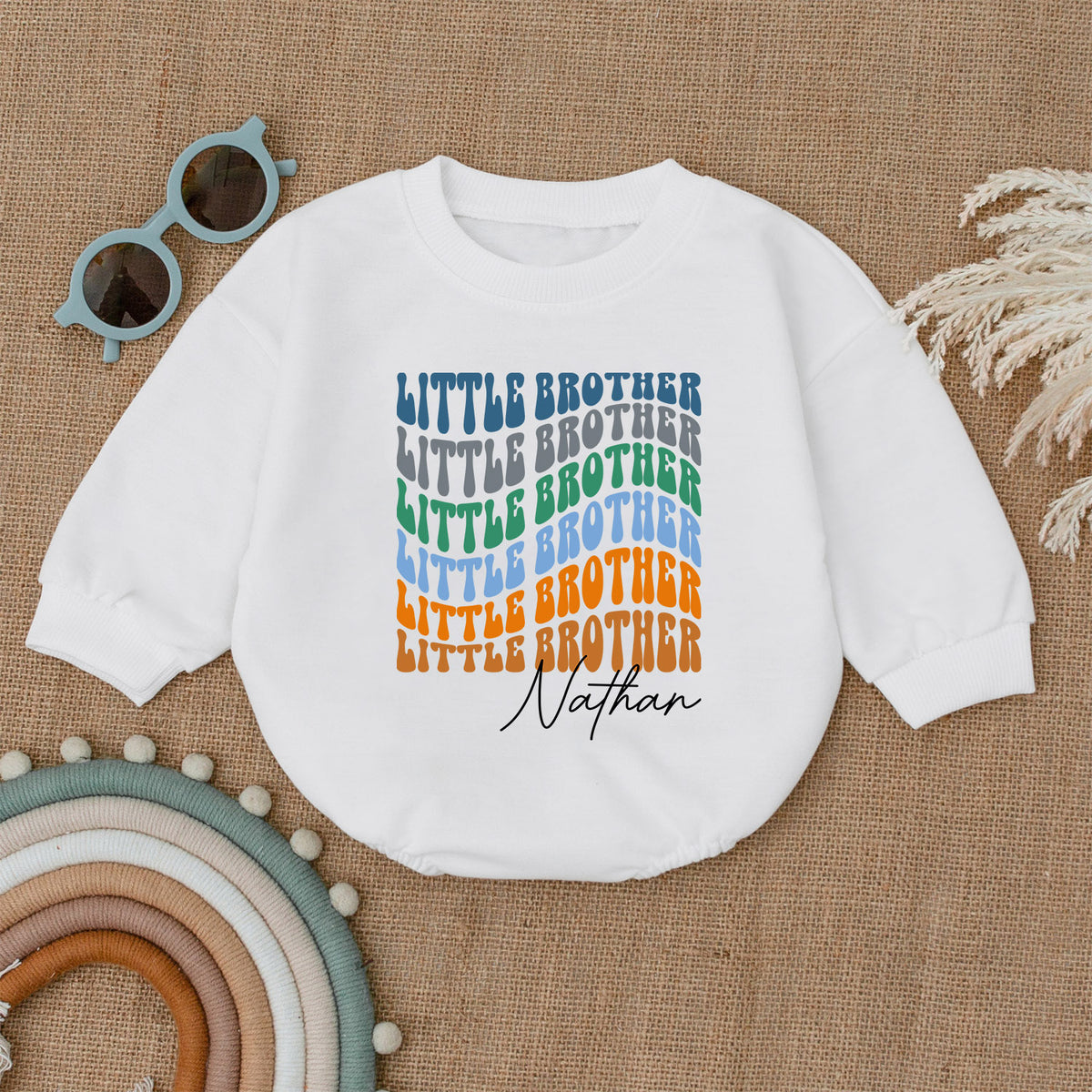 Personalized Lil Bro Newborn Romper, Little Brother Outfit — product view 1