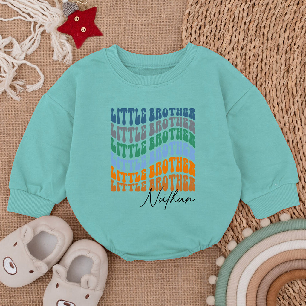 Personalized Lil Bro Newborn Romper, Little Brother Outfit — product view 3