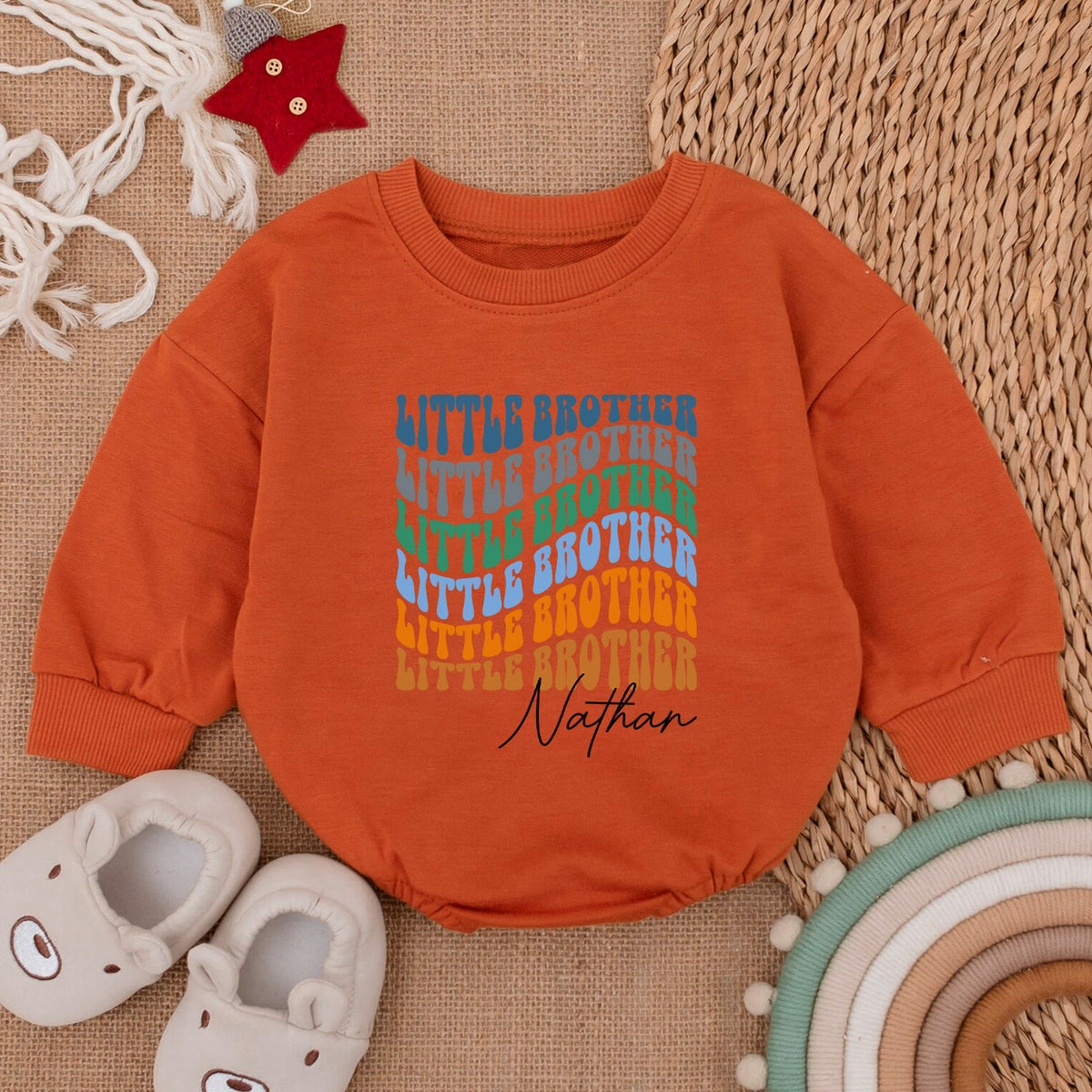 Personalized Lil Bro Newborn Romper, Little Brother Outfit — product view 4