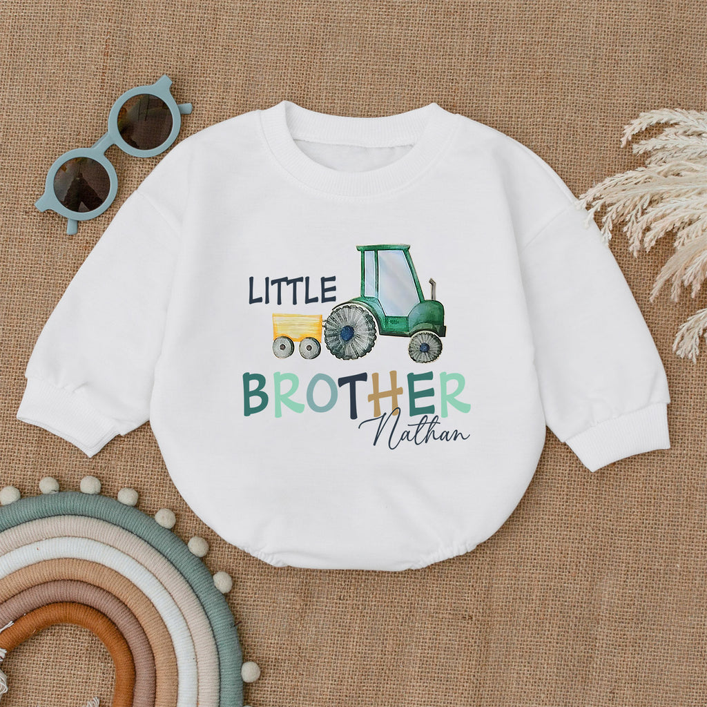 Personalized Little Brother Newborn Romper, Baby Outfit — product view 1