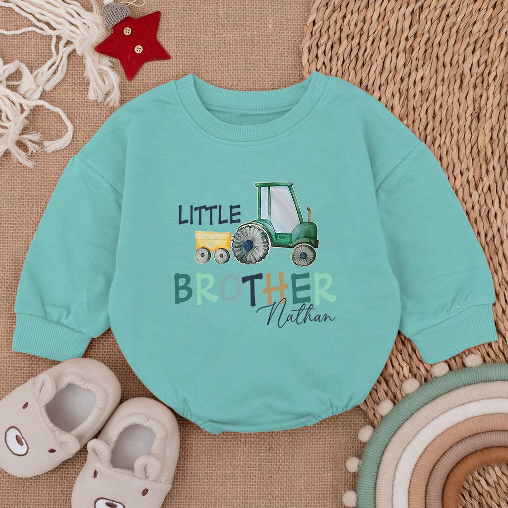 Personalized Little Brother Newborn Romper, Baby Outfit — product view 3
