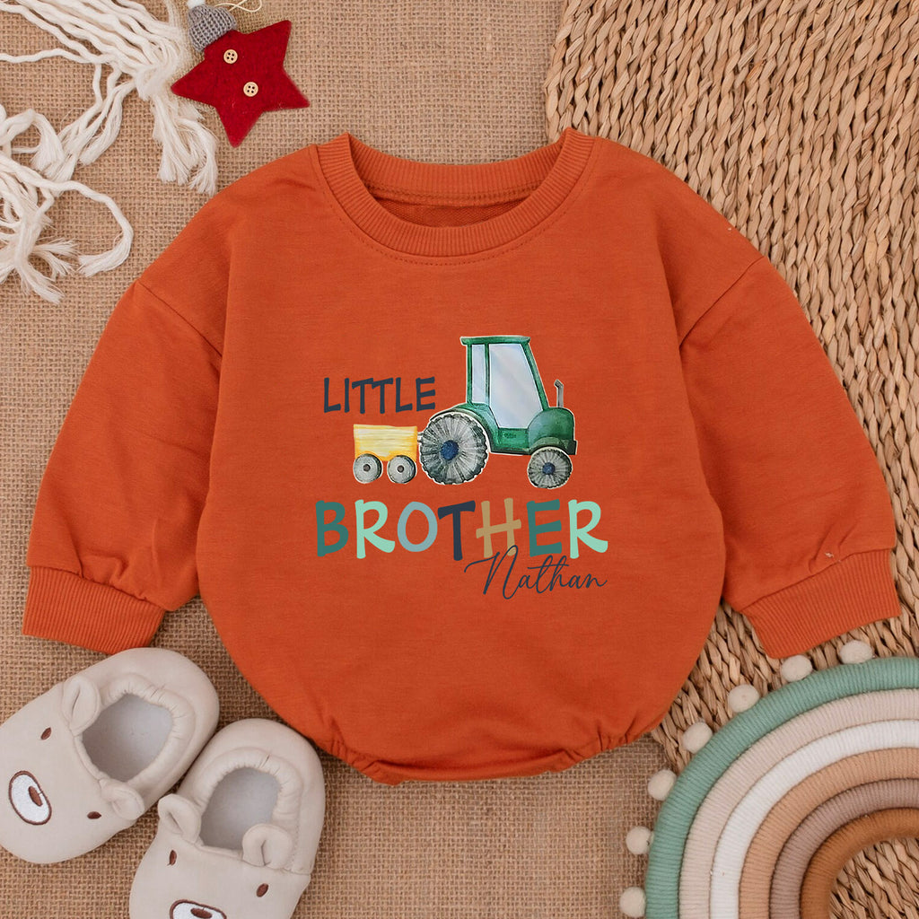 Personalized Little Brother Newborn Romper, Baby Outfit — product view 4