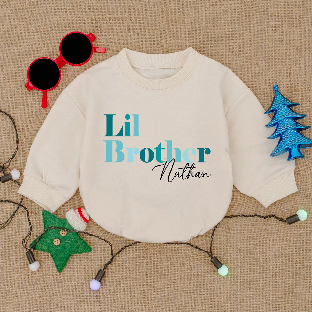 Personalized Little Brother Newborn Romper, Lil Bro Outfit — product view 2