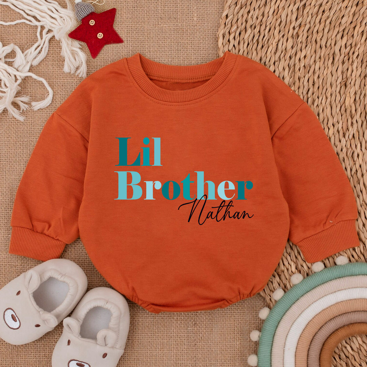 Personalized Little Brother Newborn Romper, Lil Bro Outfit — product view 4