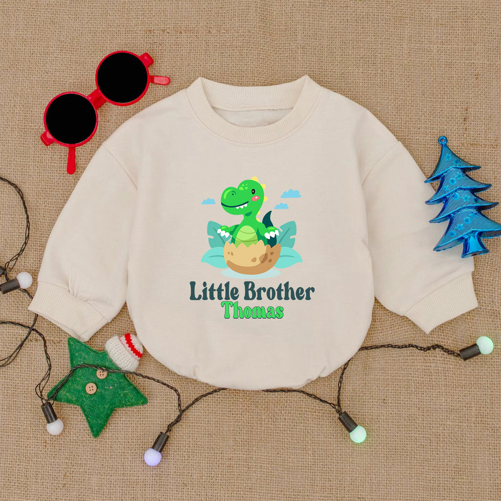 Personalized Little Brother Newborn Baby Romper — product view 2