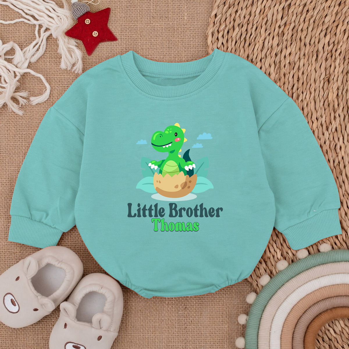 Personalized Little Brother Newborn Baby Romper — product view 3