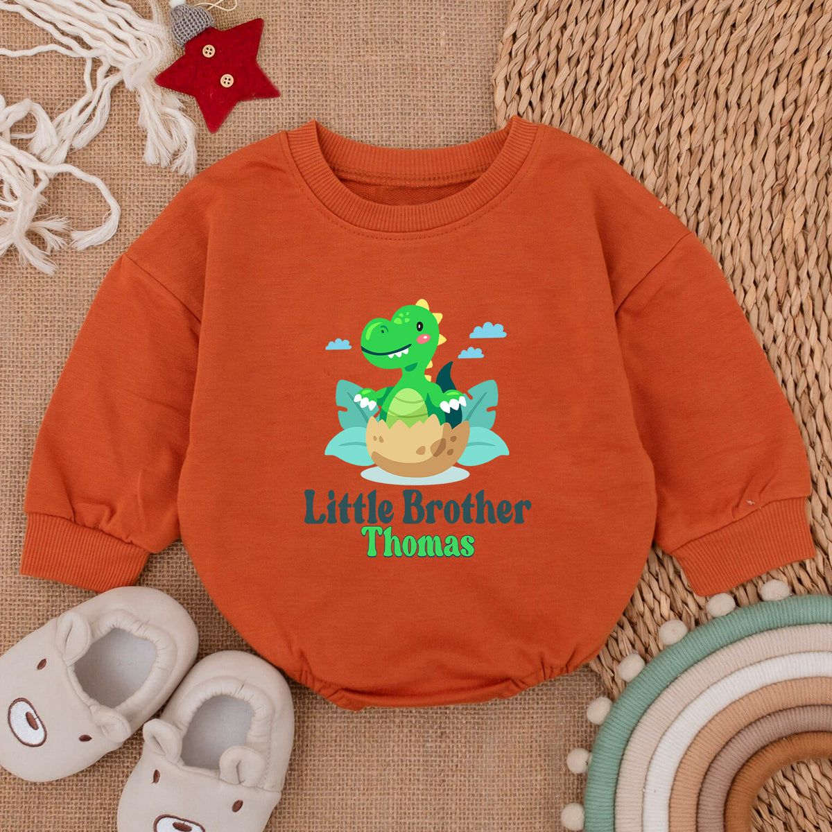 Personalized Little Brother Newborn Baby Romper — product view 4