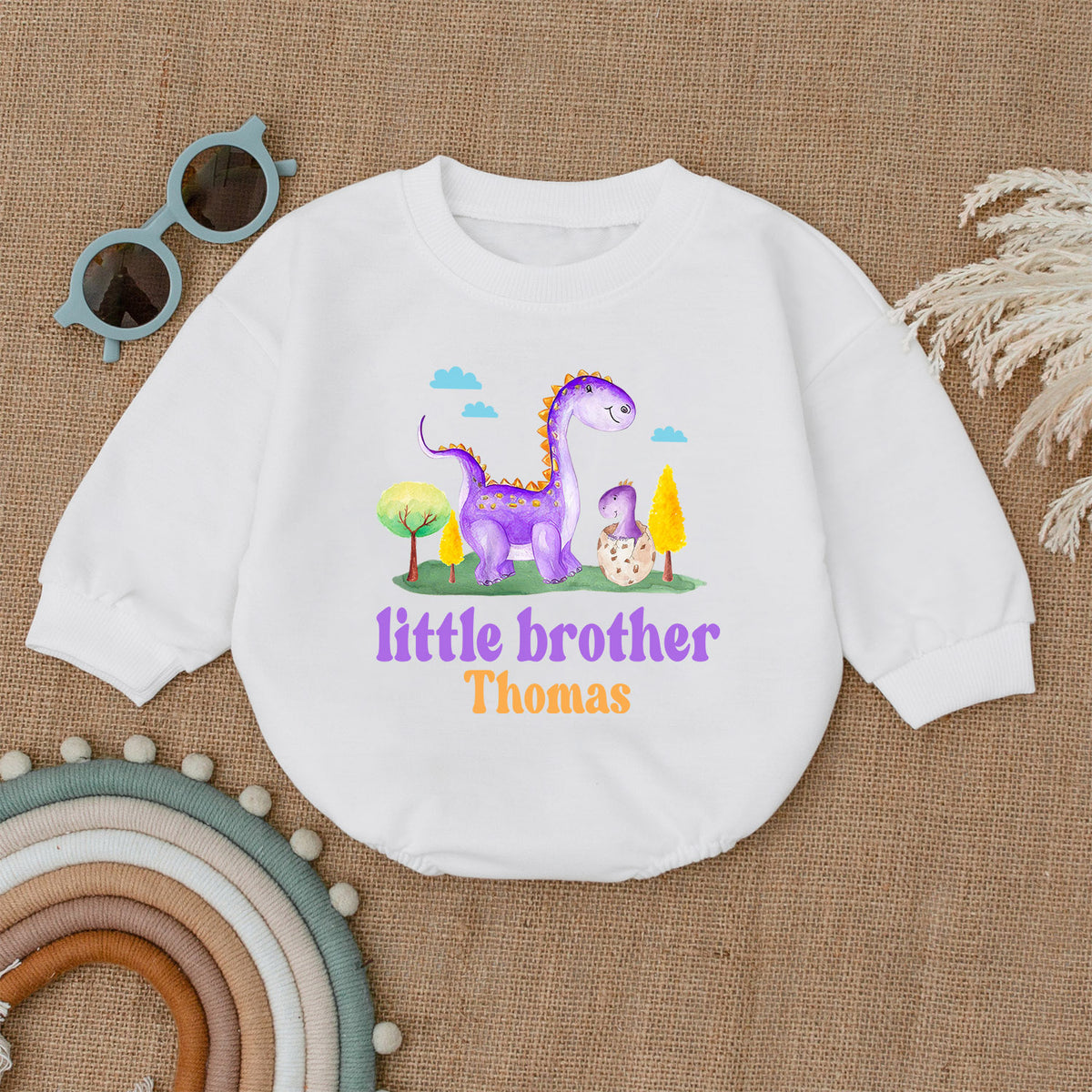 Personalized Little Brother Onesie Romper, Newborn Outfit — product view 1