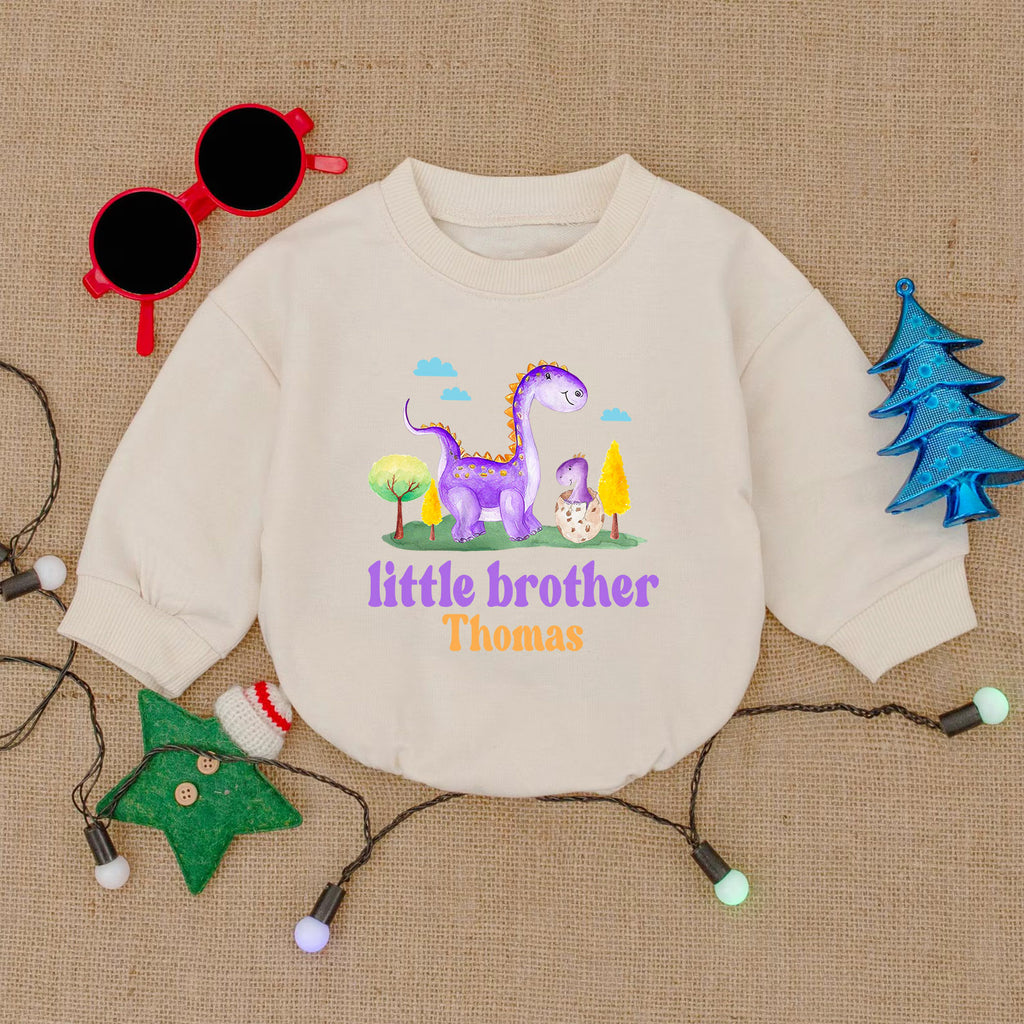 Personalized Little Brother Onesie Romper, Newborn Outfit — product view 2