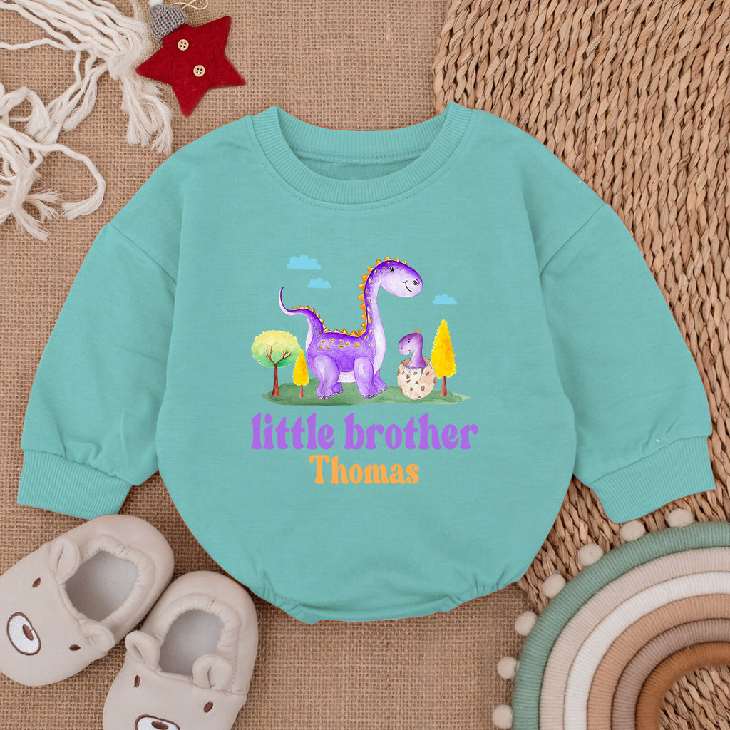 Personalized Little Brother Onesie Romper, Newborn Outfit — product view 3