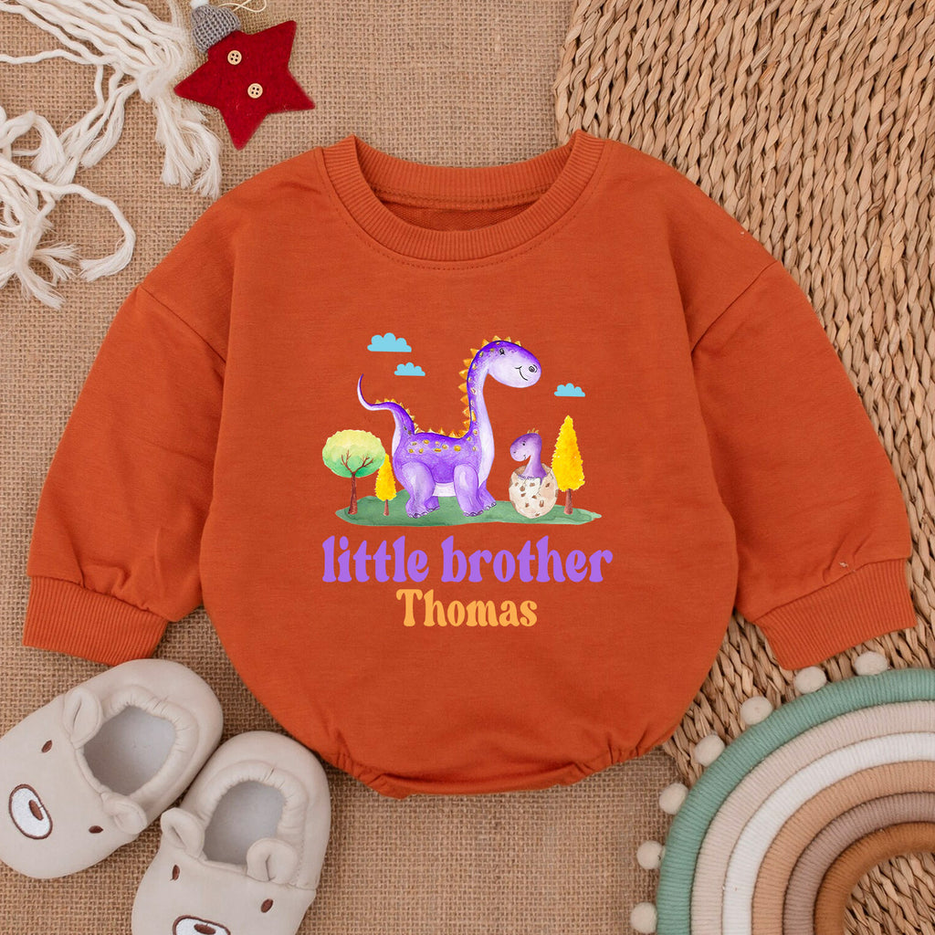 Personalized Little Brother Onesie Romper, Newborn Outfit — product view 4