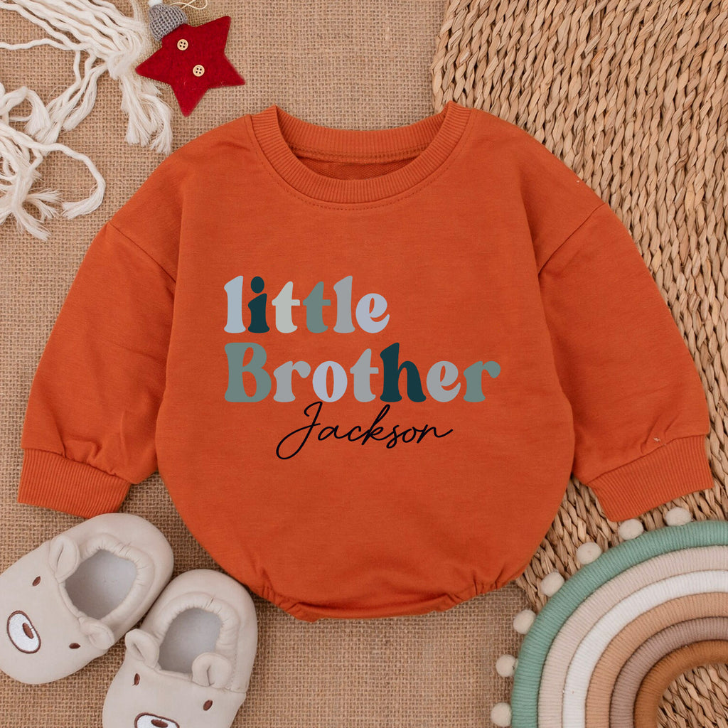 Personalized Little Brother Baby Outfit, Newborn Romper — product view 4