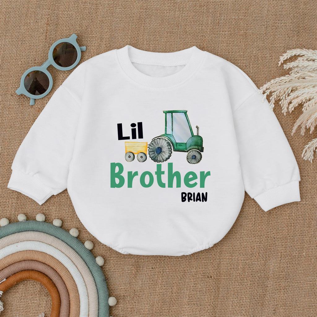 Personalized Little Brother Baby Romper, Newborn Outfit — product view 1