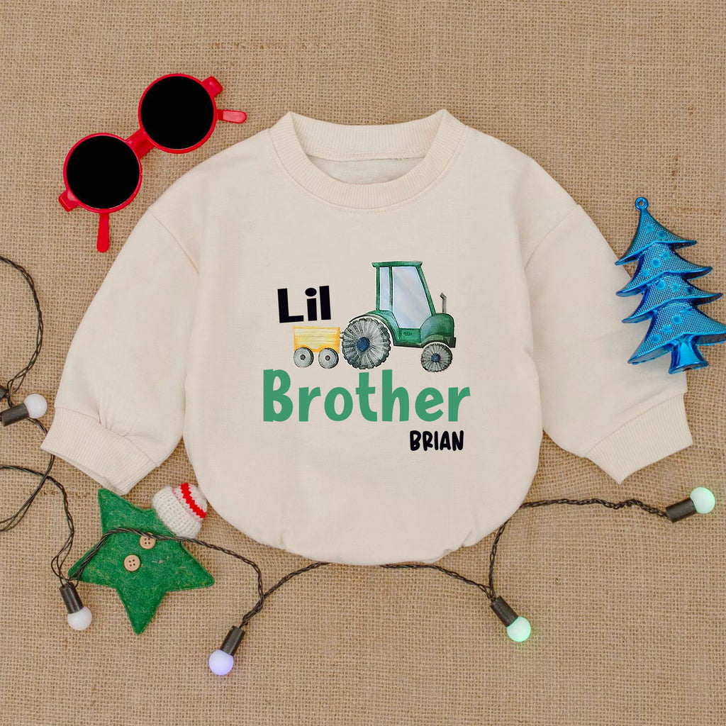 Personalized Little Brother Baby Romper, Newborn Outfit — product view 2