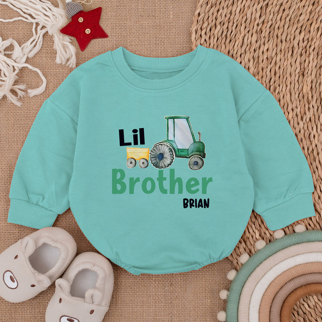 Personalized Little Brother Baby Romper, Newborn Outfit — product view 3