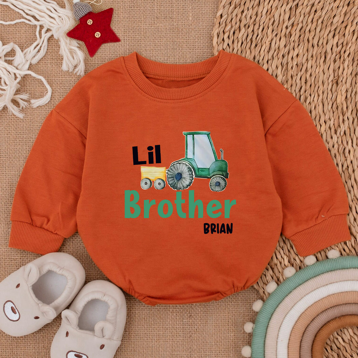 Personalized Little Brother Baby Romper, Newborn Outfit — product view 4