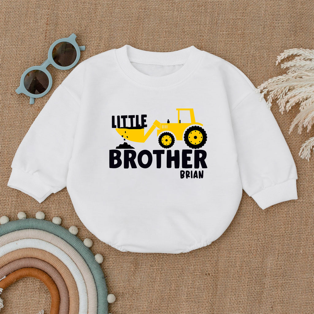 Personalized Little Brother Romper, Newborn Baby Outfit — product view 1