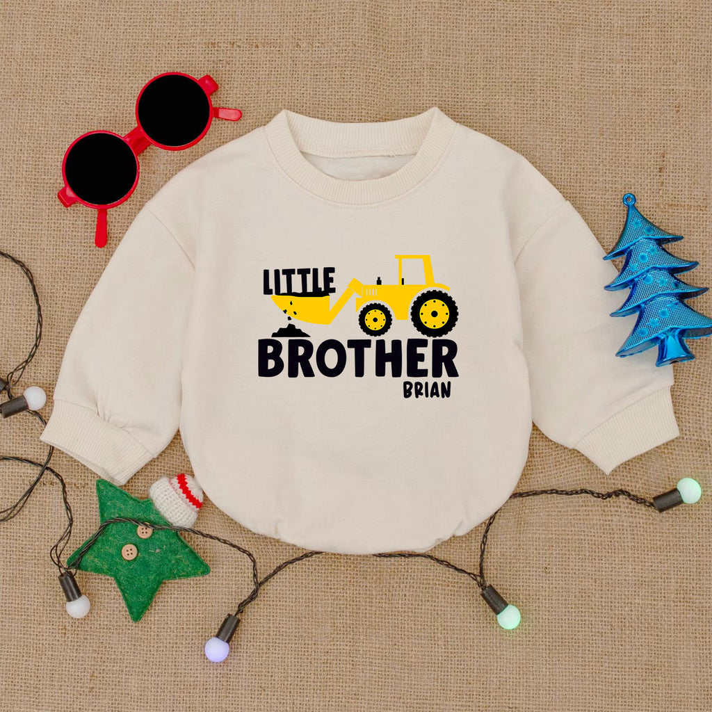 Personalized Little Brother Romper, Newborn Baby Outfit — product view 2