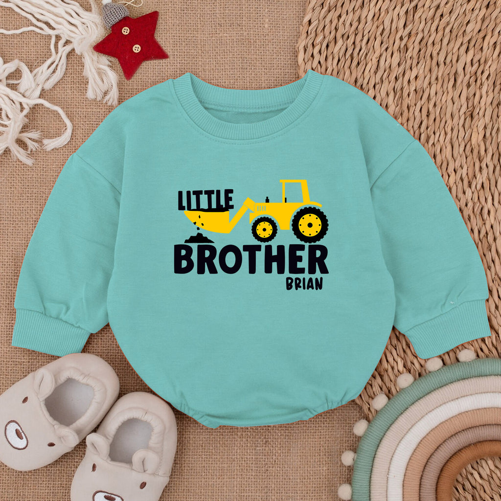 Personalized Little Brother Romper, Newborn Baby Outfit — product view 3