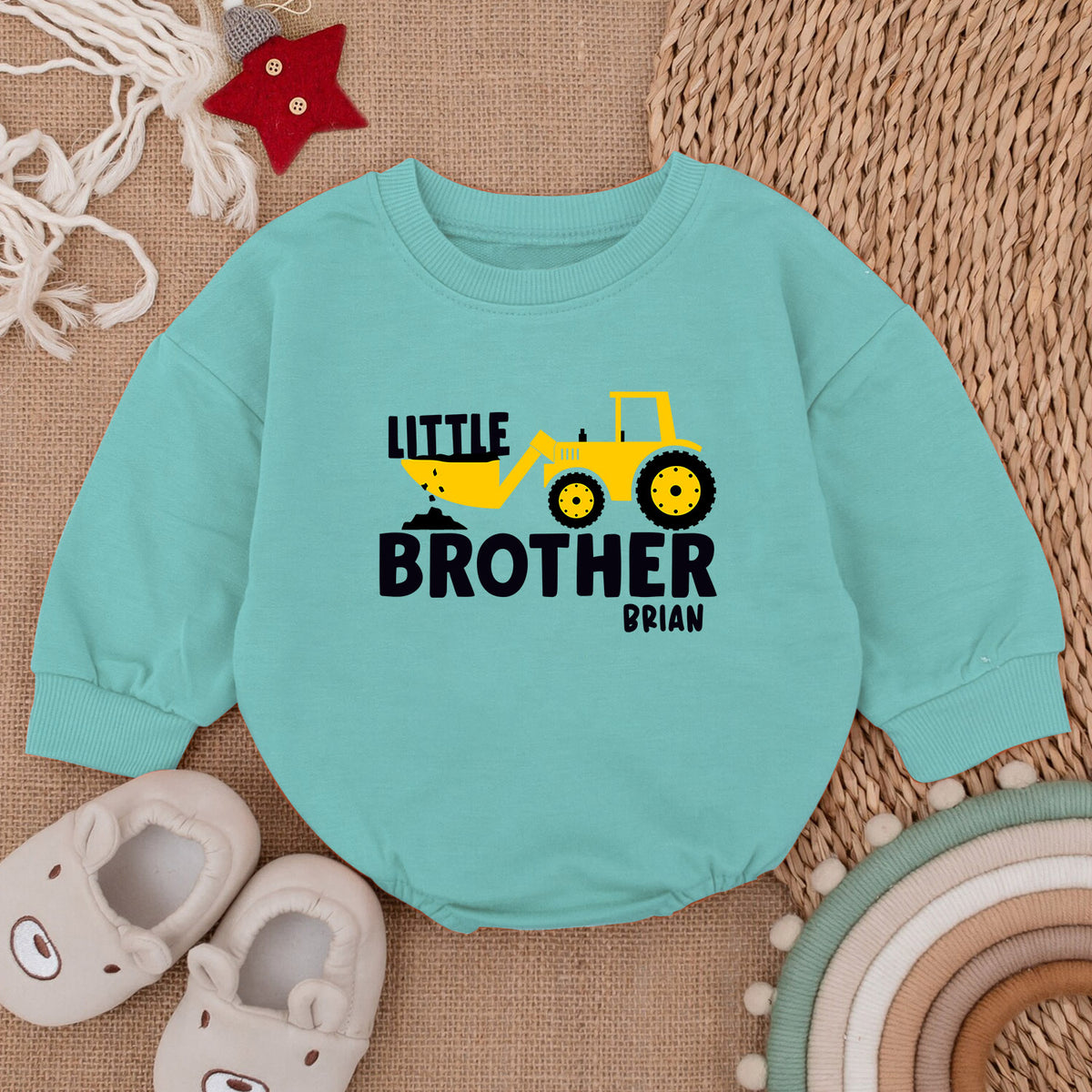 Personalized Little Brother Romper, Newborn Baby Outfit — product view 3