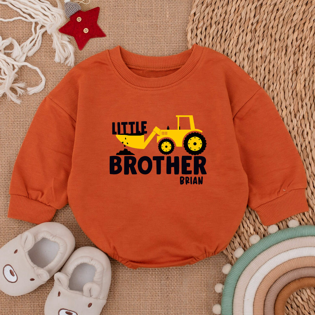Personalized Little Brother Romper, Newborn Baby Outfit — product view 4