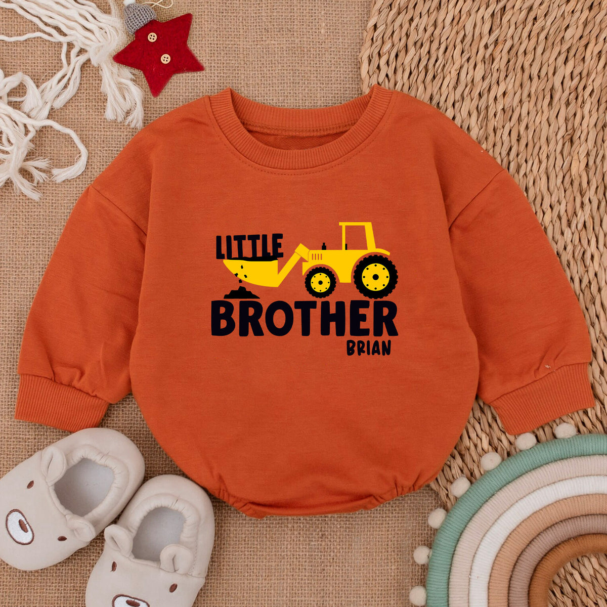 Personalized Little Brother Romper, Newborn Baby Outfit — product view 4