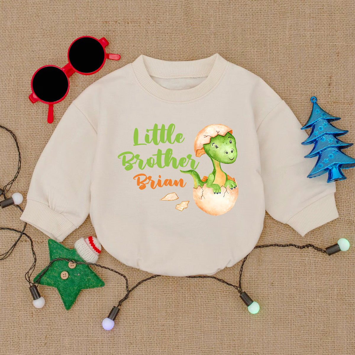 Personalized Little Brother Newborn Outfit Romper — product view 2
