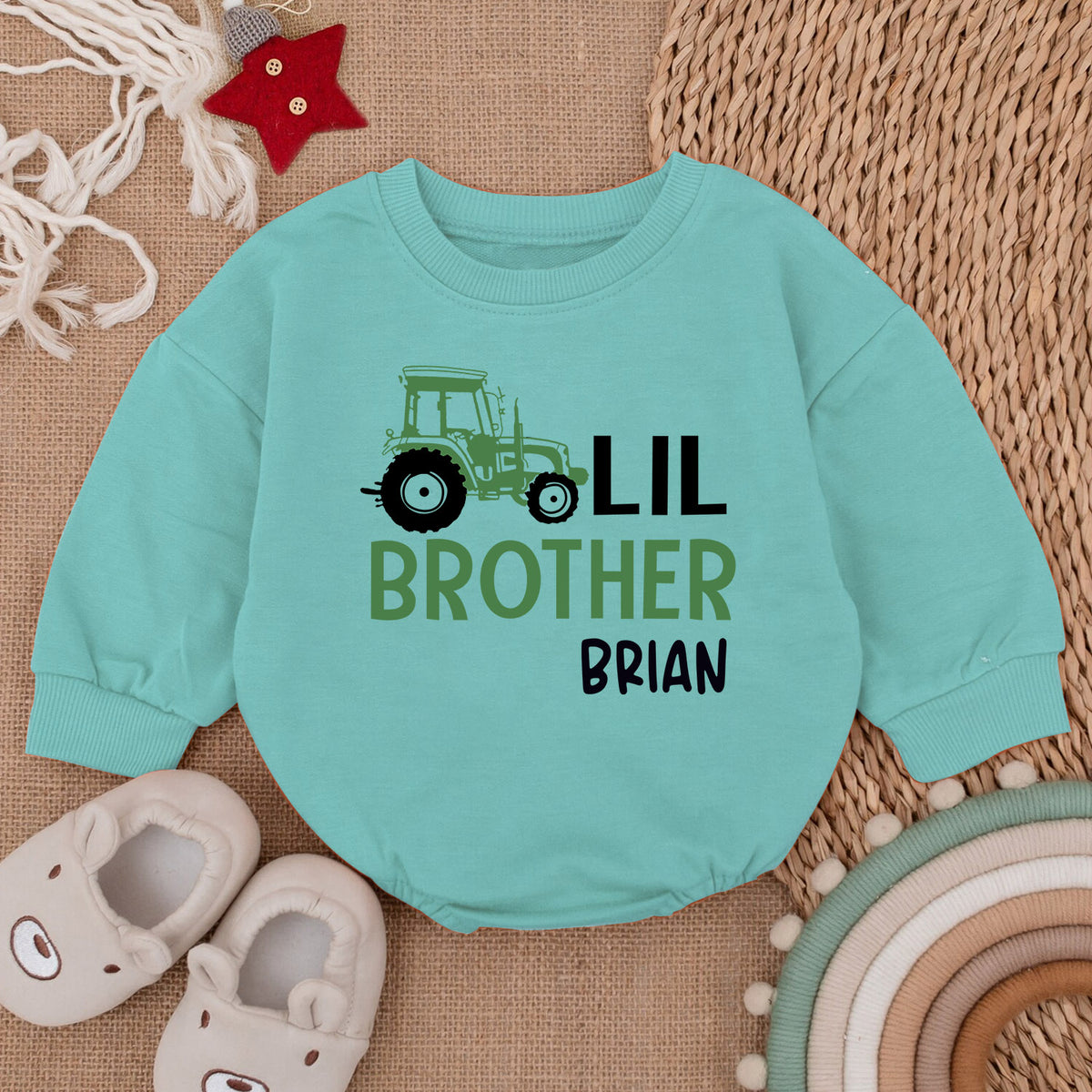 Personalized Little Brother Newborn Outfit, Baby Romper — product view 3
