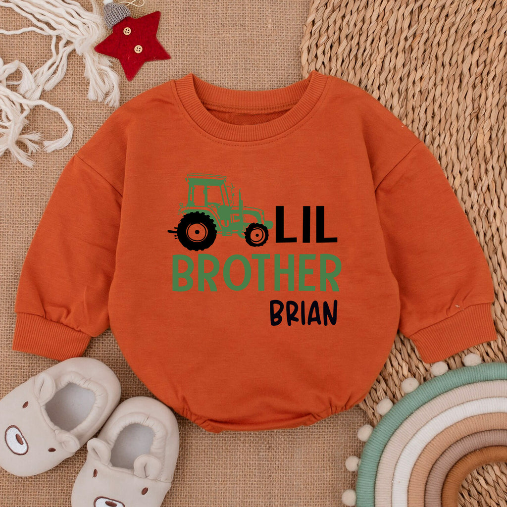 Personalized Little Brother Newborn Outfit, Baby Romper — product view 4